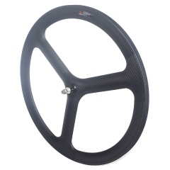 700C Tri Spoke Track Bike Carbon Wheels 50mm Height 24mm Width Clincher Tubular Fixed Gear Bicycle Wheels Flipflop