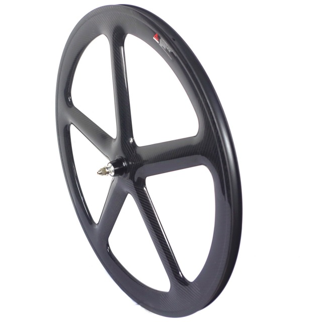 700C 5 Spoke Track Bike Carbon Wheels 50mm Depth 24mm External Width Clincher Tubular Fixed Gear Wheels