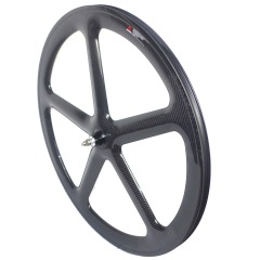 700C 5 Spoke Track Bike Carbon Wheels 50mm Depth 24mm External Width Clincher Tubular Fixed Gear Wheels