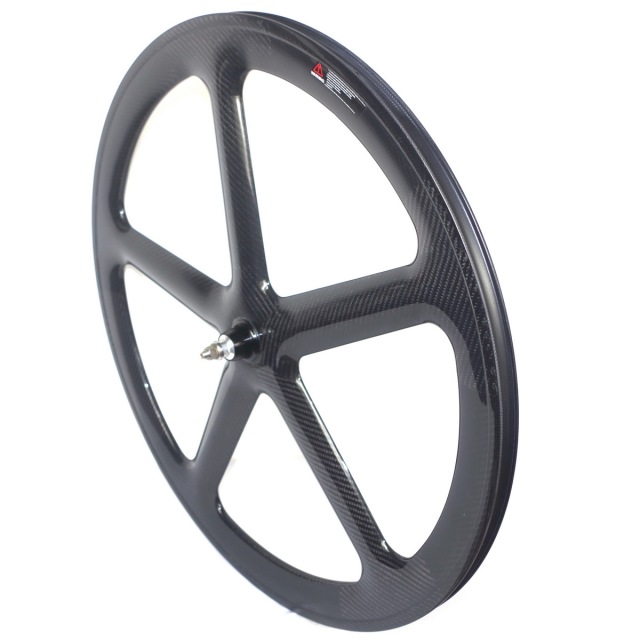 700C 5 Spoke Track Bike Carbon Wheels 50mm Depth 24mm External Width Clincher Tubular Fixed Gear Wheels