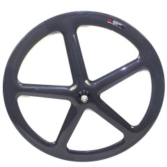 700C 5 Spoke Track Bike Carbon Wheels 50mm Depth 24mm External Width Clincher Tubular Fixed Gear Wheels