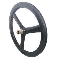 20 Inch 406 Tri Spoke Carbon Wheels 26mm Width Tubeless Ready Disc Brake Quick Release Through Axle