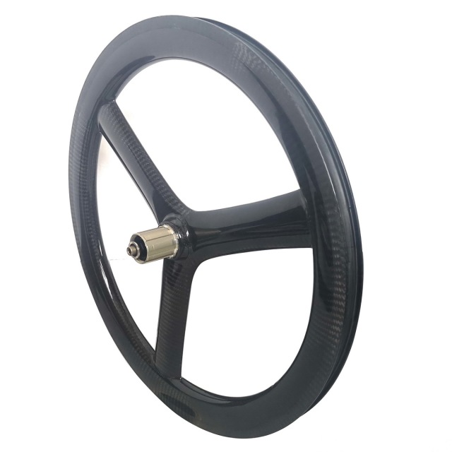20 Inch 406 Tri Spoke Carbon Wheels 26mm Width Tubeless Ready Disc Brake Quick Release Through Axle