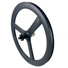 20 Inch 406 Tri Spoke Carbon Wheels 26mm Width Tubeless Ready Disc Brake Quick Release Through Axle
