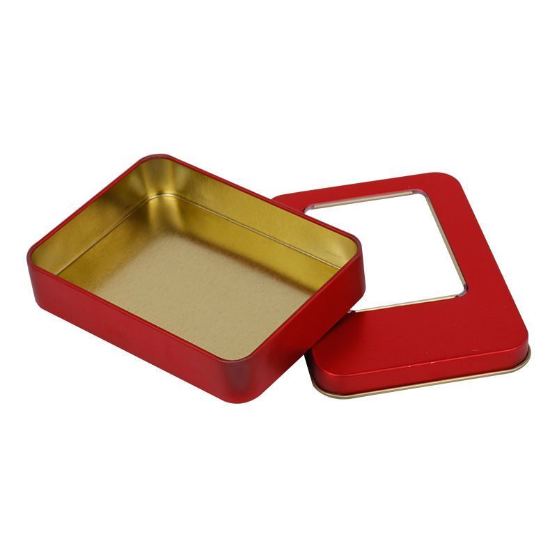 Rectangular Empty Tin Box With Window