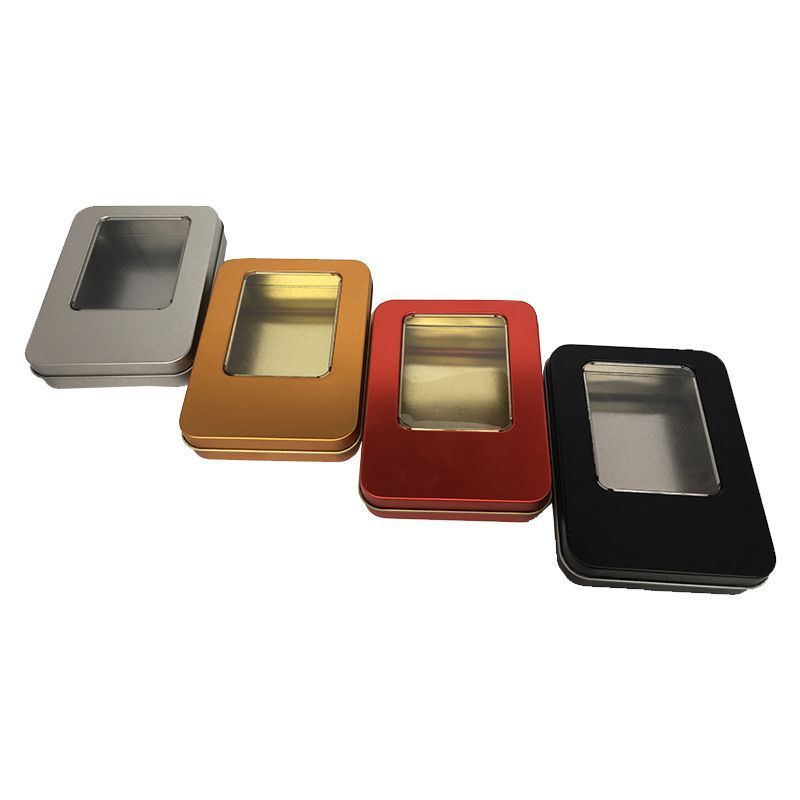 Rectangular Empty Tin Box With Window