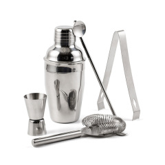 5pcs Stainless Steel Wood Cocktail Shaker Set