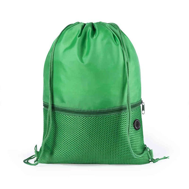 Polyester Drawstring Bags With Mesh Zip Pocket