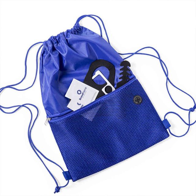 Polyester Drawstring Bags With Mesh Zip Pocket