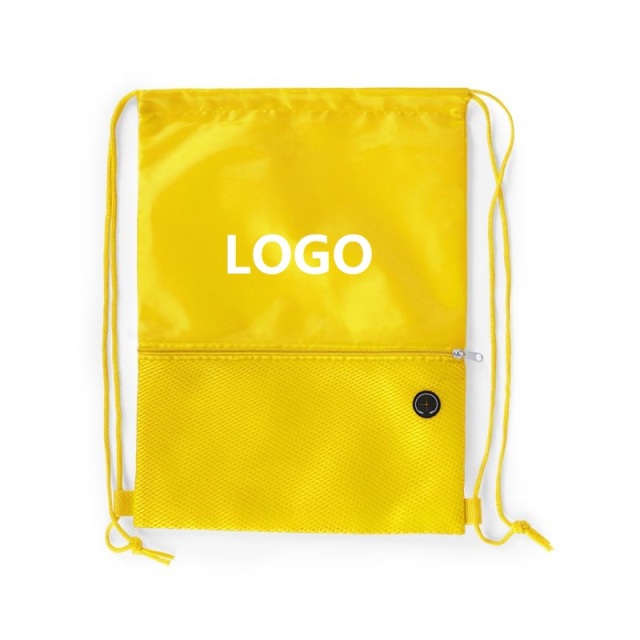 Polyester Drawstring Bags With Mesh Zip Pocket
