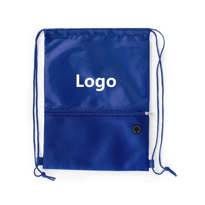 Polyester Drawstring Bags With Mesh Zip Pocket
