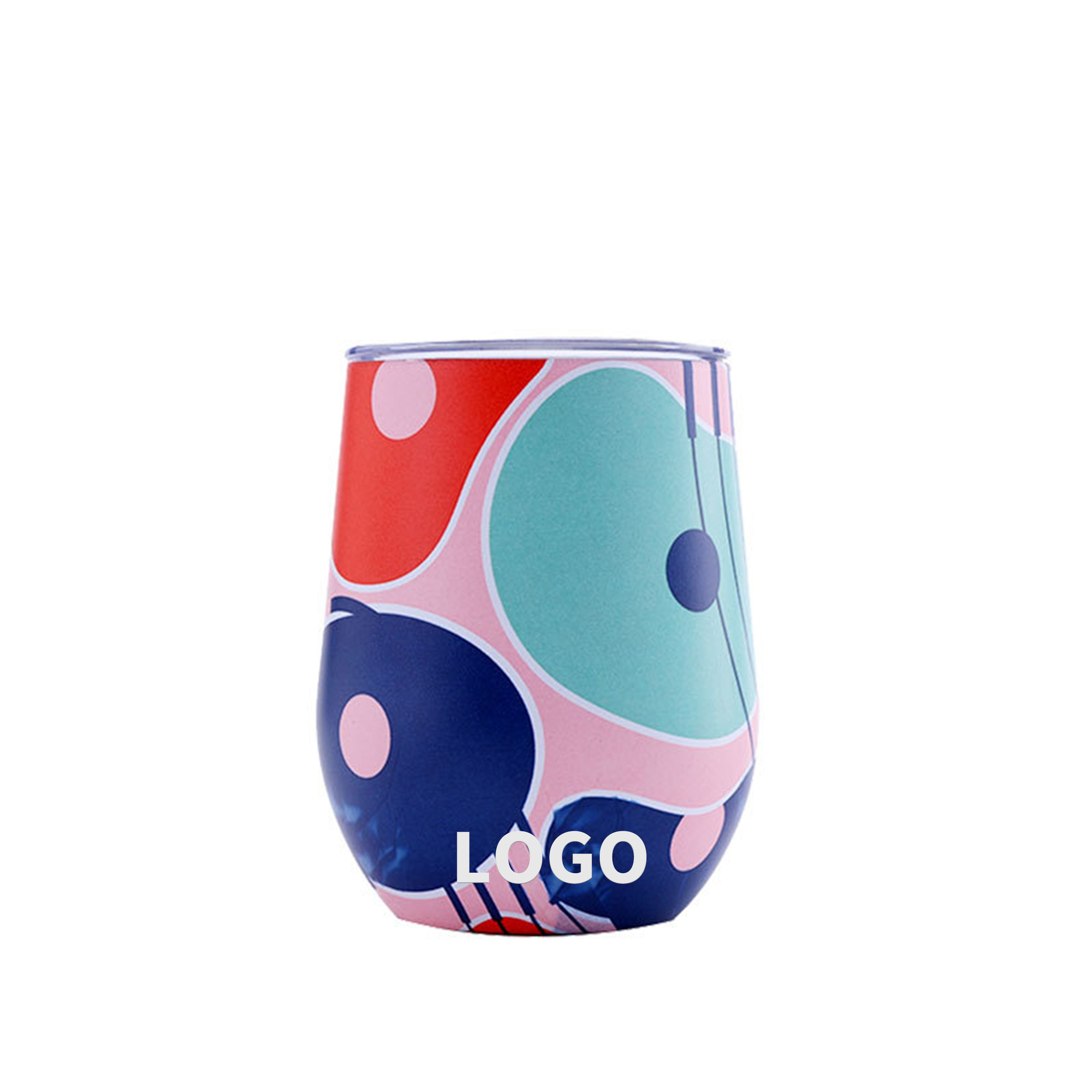 12oz Vacuum Insulated Stainless Steel Wine Cup with Geometric Pattern