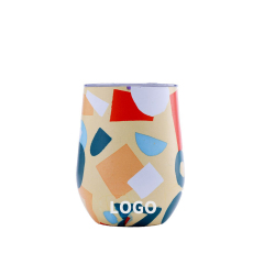 12oz Vacuum Insulated Stainless Steel Wine Cup with Geometric Pattern