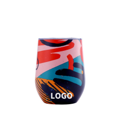 12oz Vacuum Insulated Stainless Steel Wine Cup with Geometric Pattern