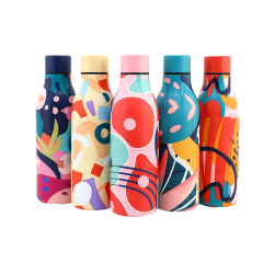 New 18oz Stainless Steel Water Bottle with Geometric Pattern