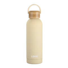Stainless Steel Vacuum Insulated Water Bottle with Bamboo Cap