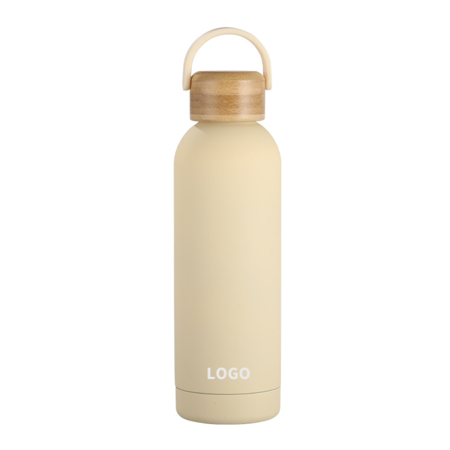 Stainless Steel Vacuum Insulated Water Bottle with Bamboo Cap