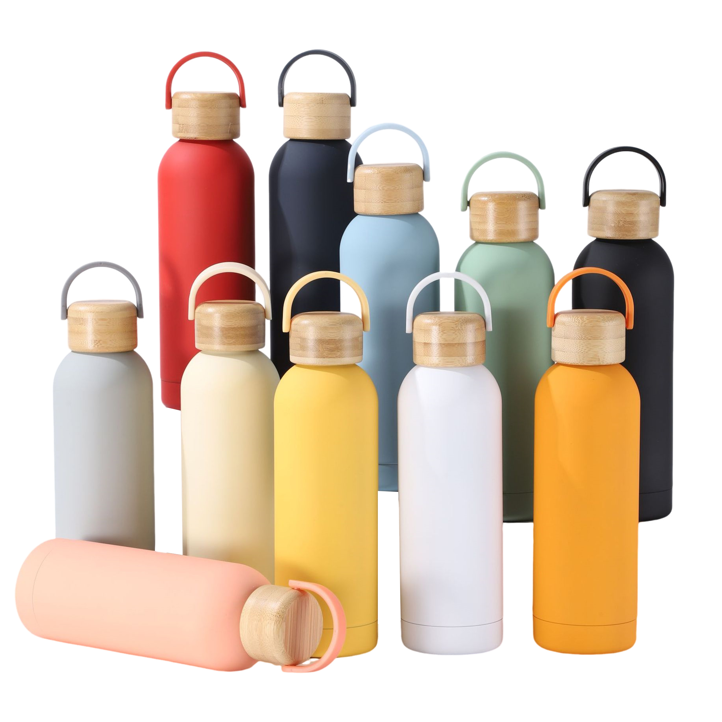Stainless Steel Vacuum Insulated Water Bottle with Bamboo Cap