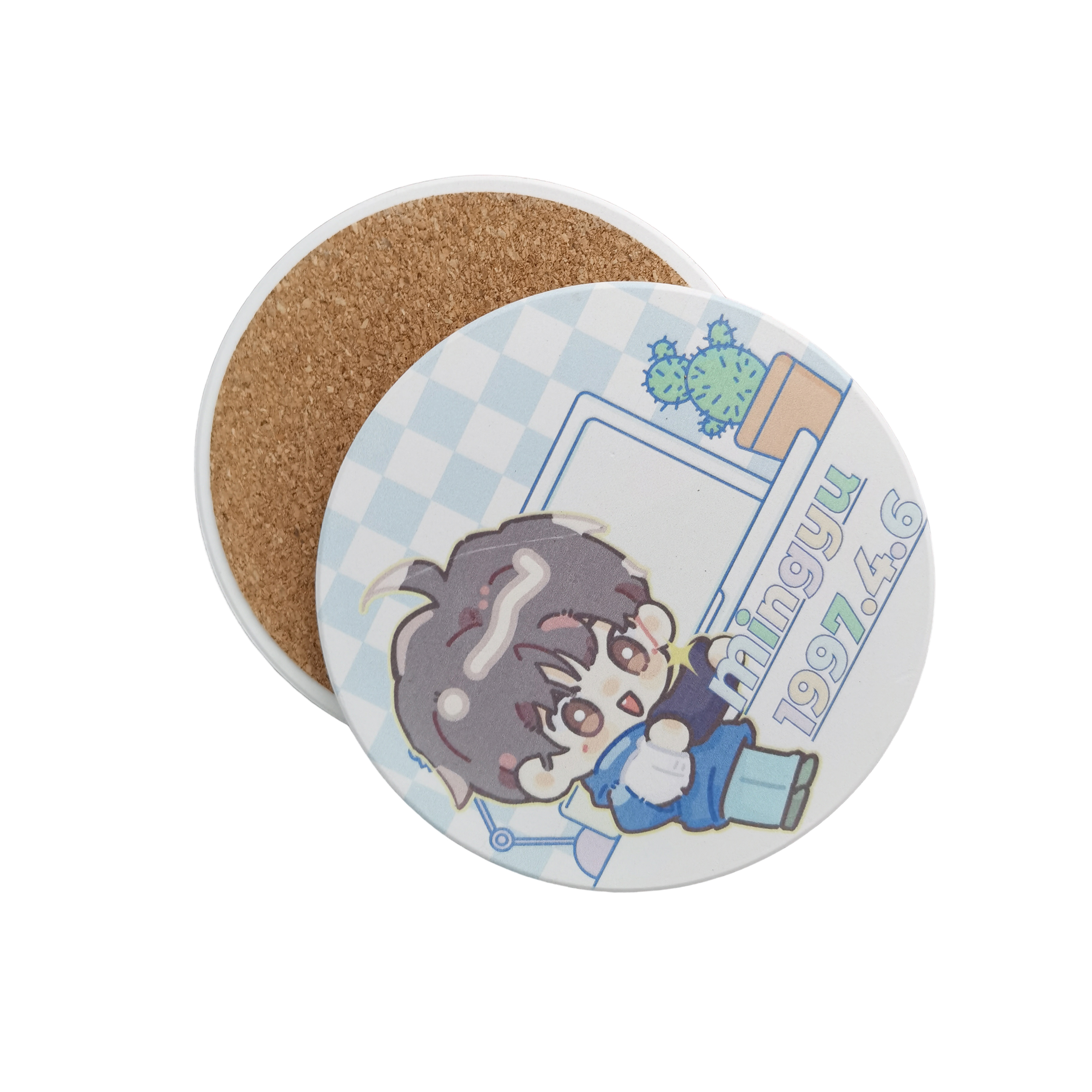 Round Ceramic Cork Base Coaster