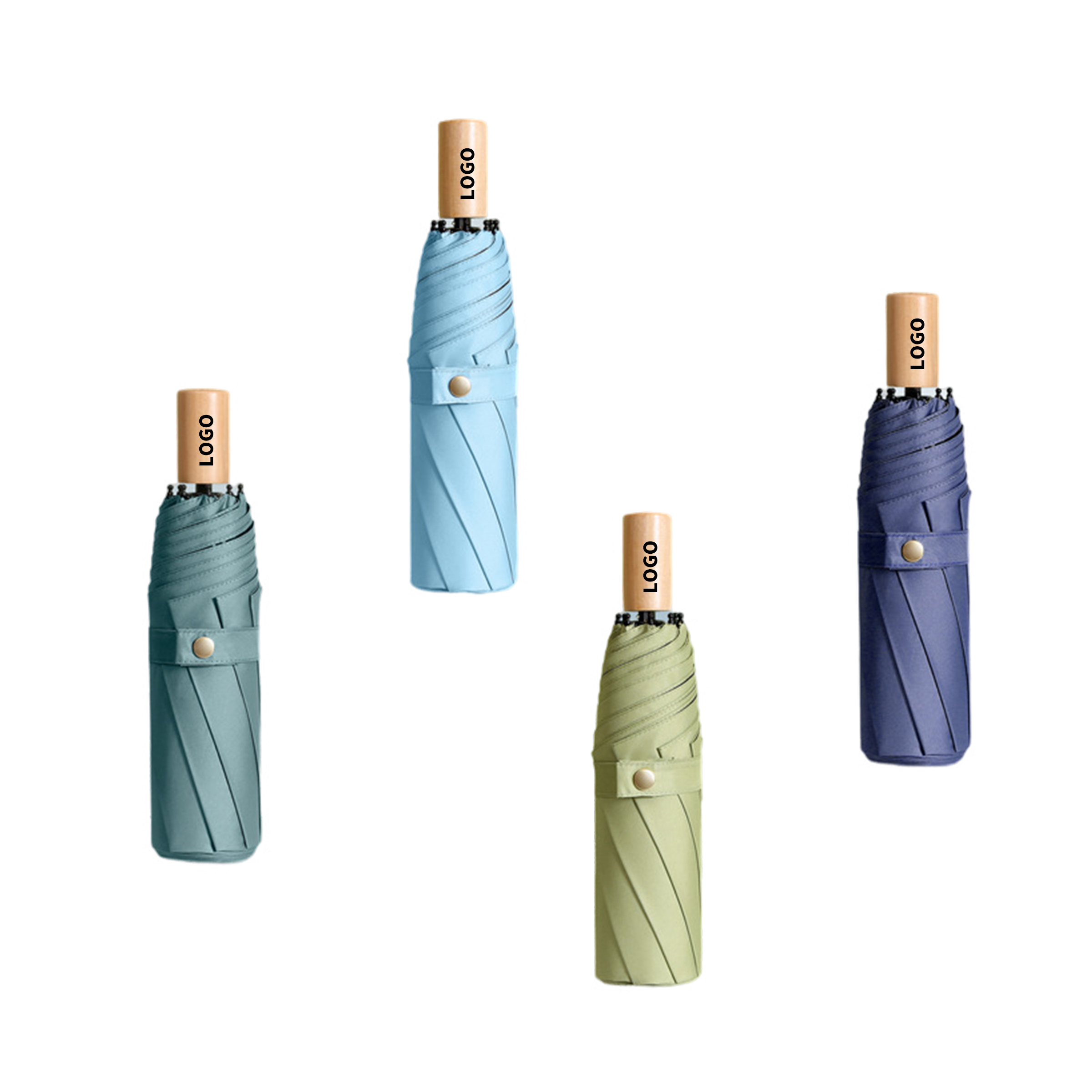 Mini 37 Inch Manual Opening Wood Handle Portable Umbrella