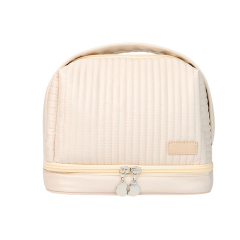 Portable Soft Striped PU Leather Cosmetic Bag