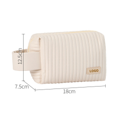 Soft Striped PU Leather Makeup Bag