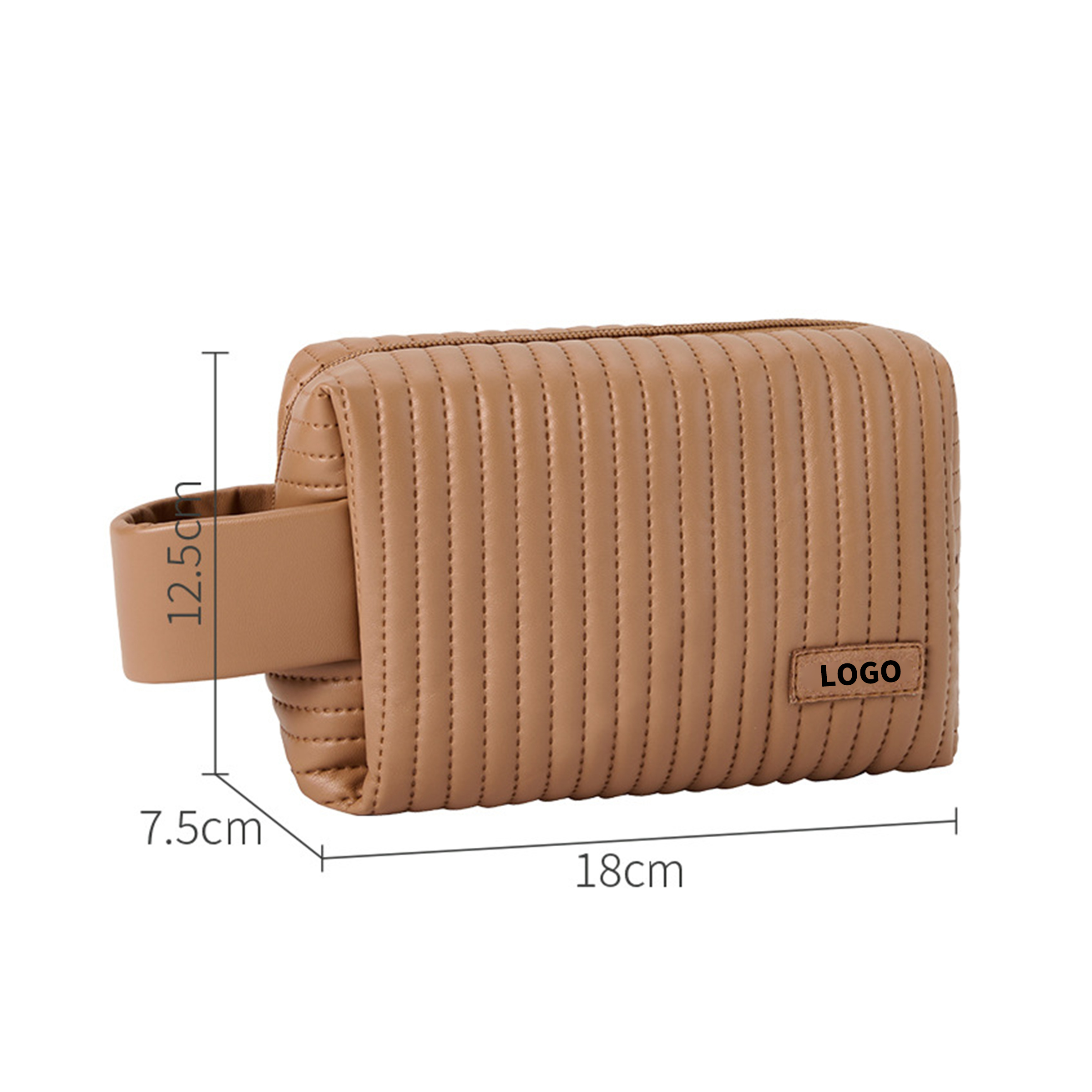 Soft Striped PU Leather Makeup Bag