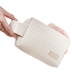 Soft Striped PU Leather Makeup Bag