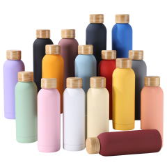 Stainless Steel Vacuum Insulated Water Bottle with Bamboo Cap
