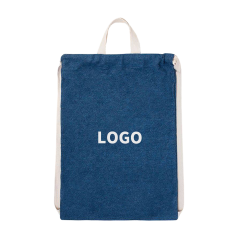 Denim Drawstring Backpack