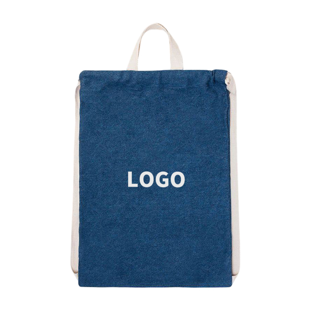 Denim Drawstring Backpack