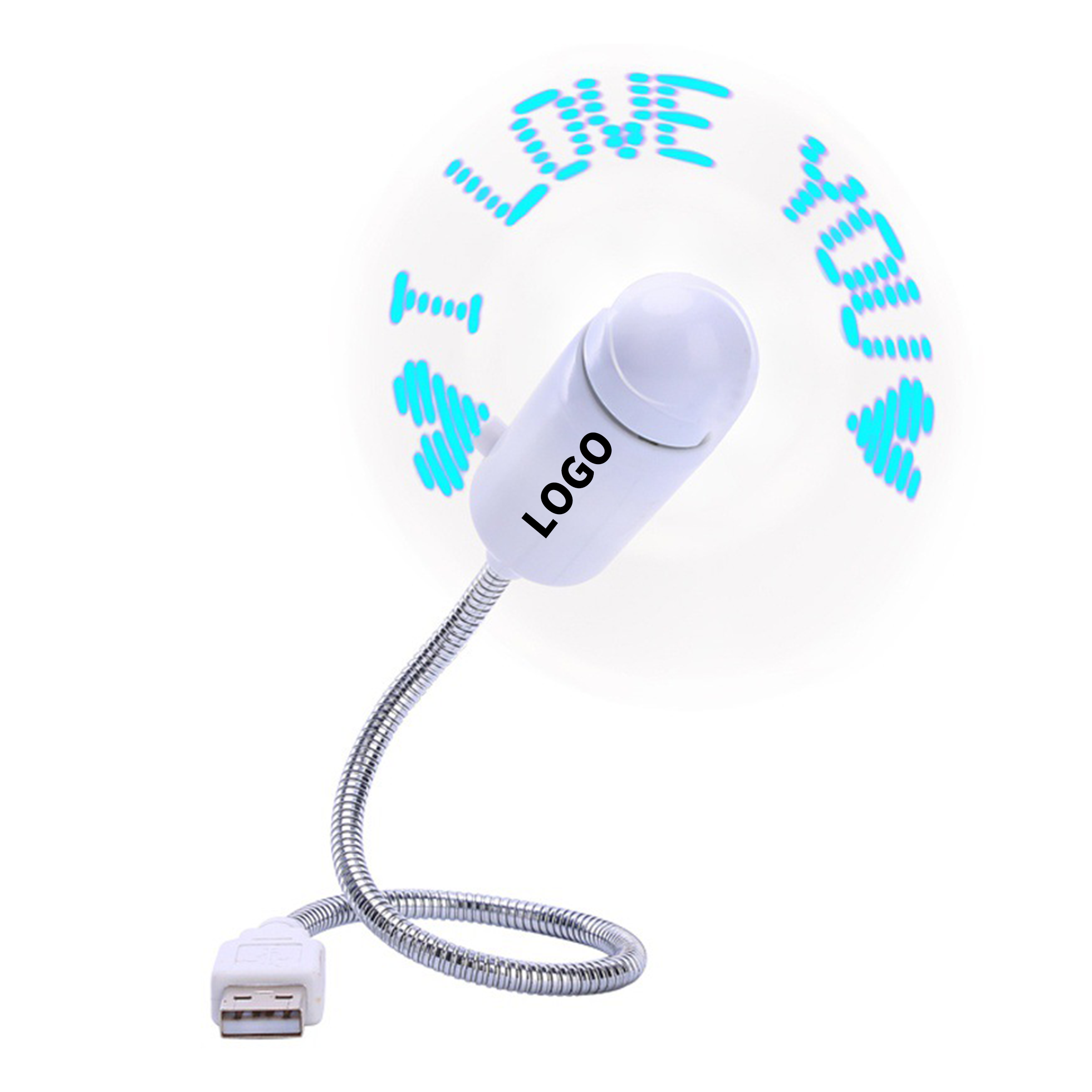 Computer LED Lights USB Fan with Message