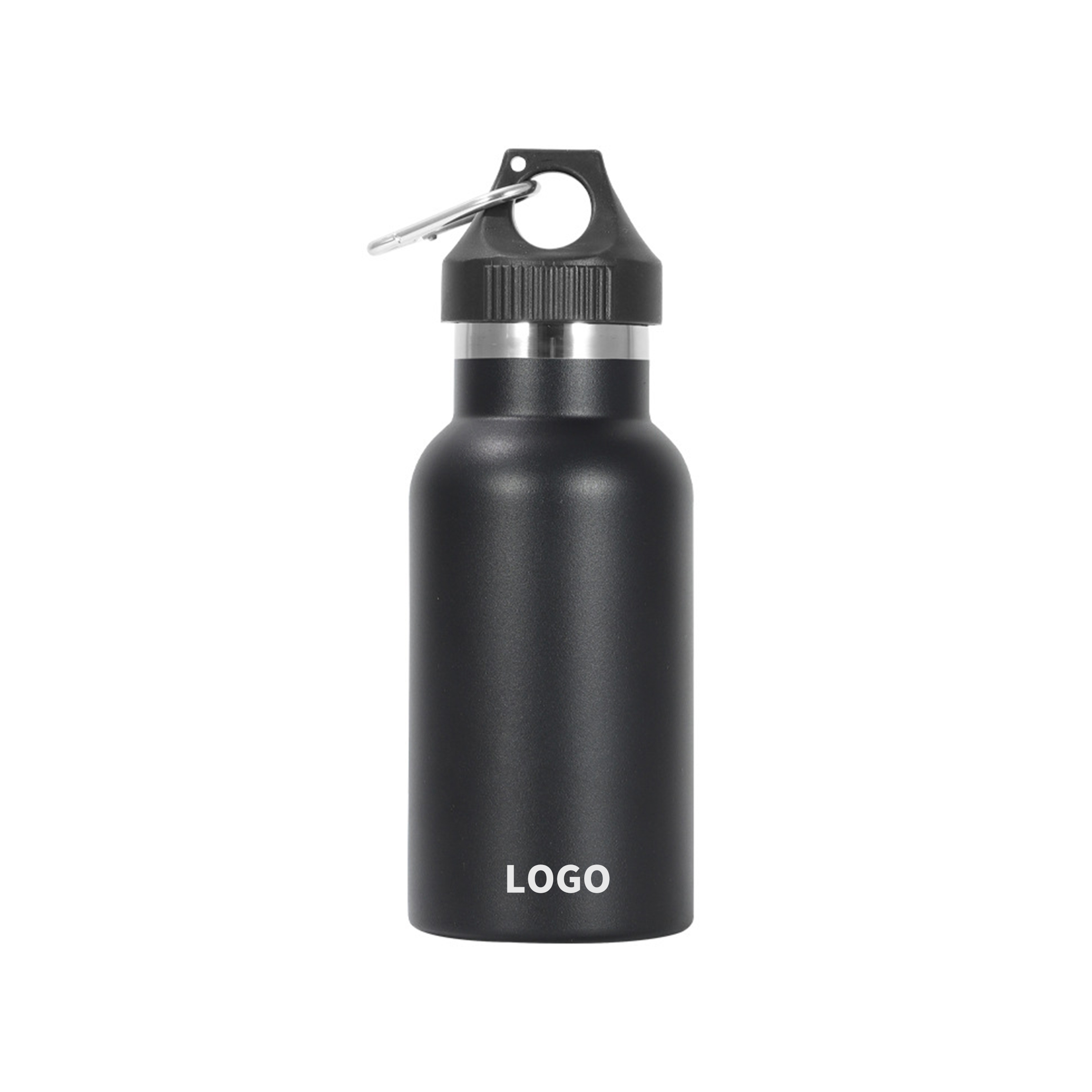 12oz Stainless Steel Vacuum Insulated Wide Mouth Water Bottle with Carabiner