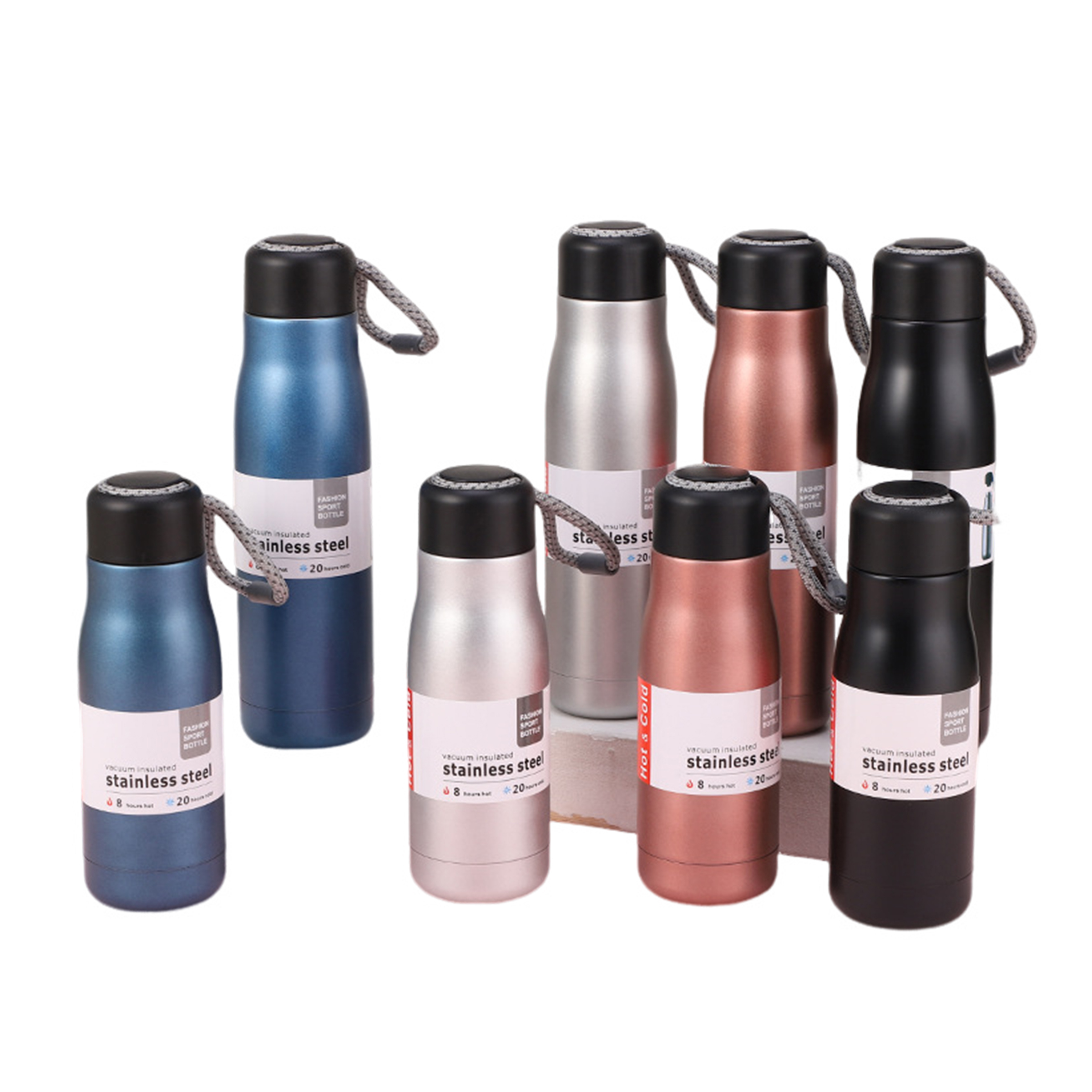12oz 17oz Stainless Steel Knights Sports Water Bottle Vacuum Insulated Tumbler with String Rope