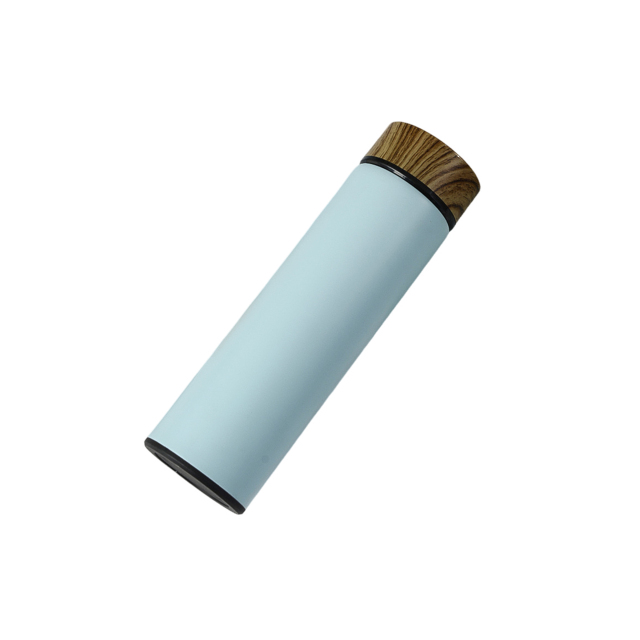 Double Wall Tumbler Stainless Steel Bottle with Wood pattern Lid