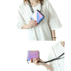 PU Holographic Coin Wallets with Removable Lanyard