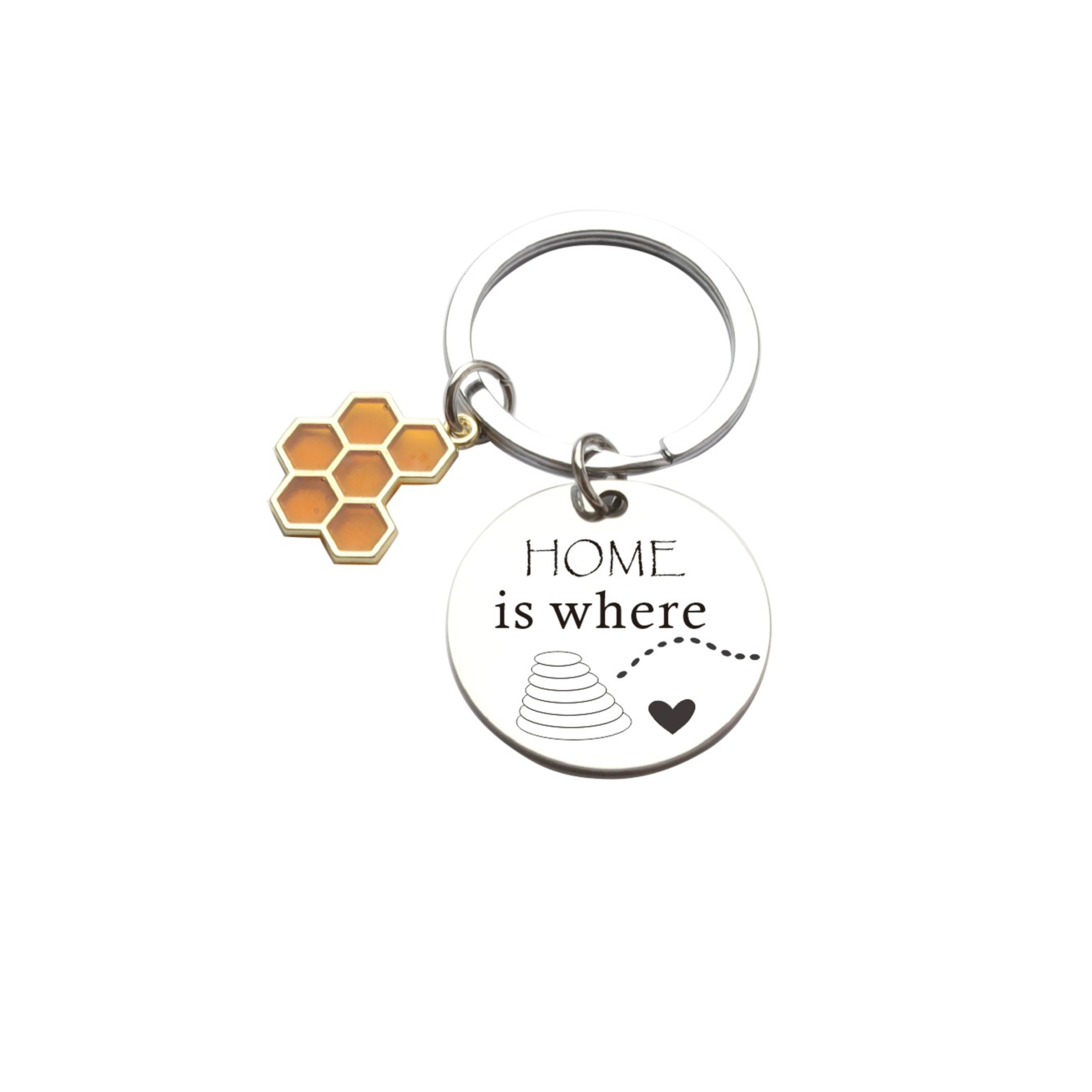 Stainless Steel Honey Silver Round Plate Keychain