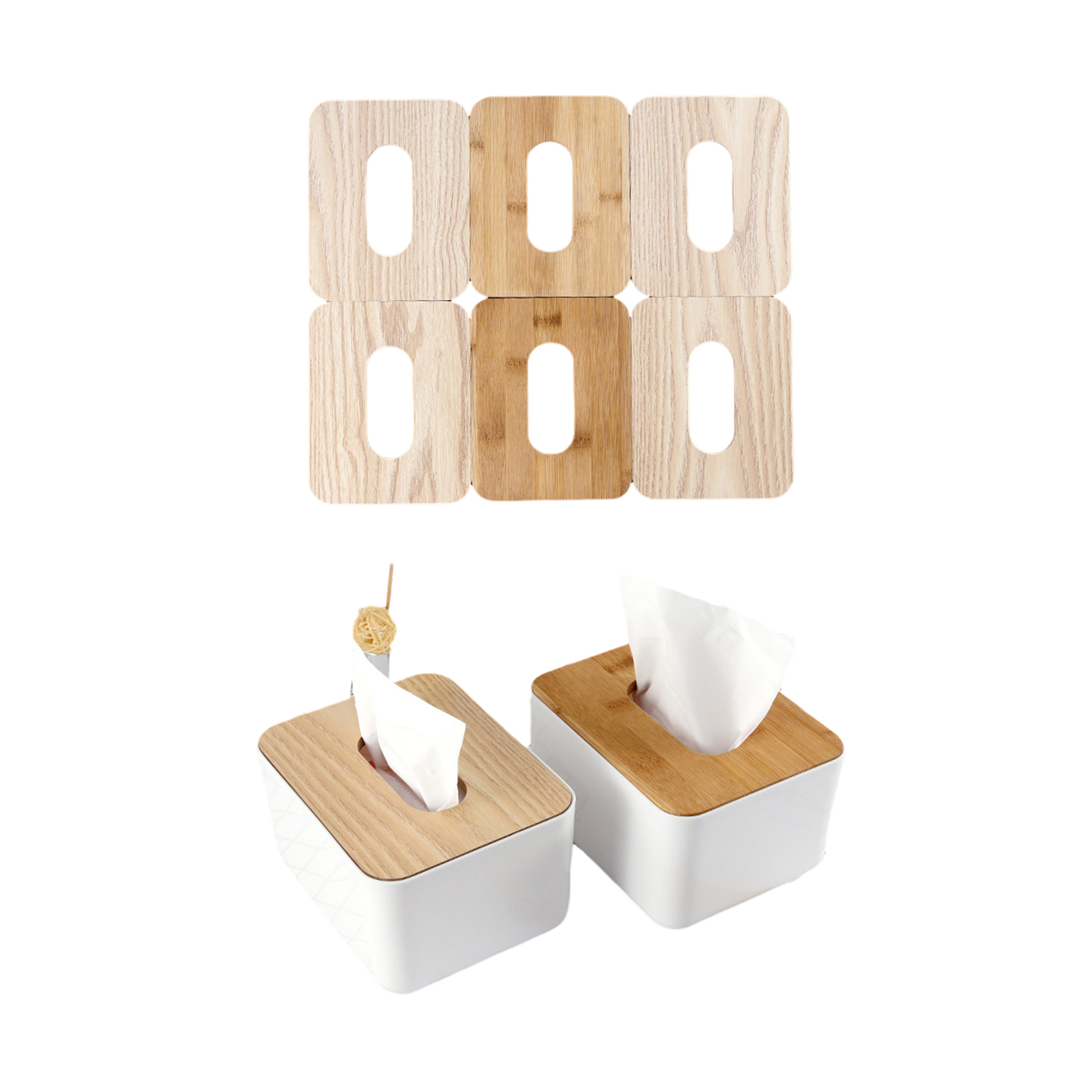 Tissue Holder with Bamboo Wood Lid