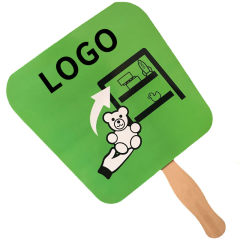 Square Shape Paper Wood Handle Fan