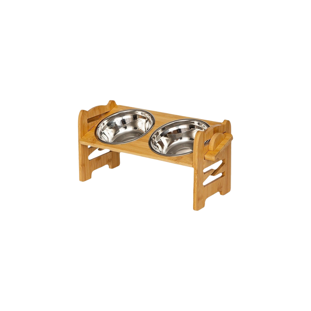 Bamboo Pet Feeding Stand with Bowl