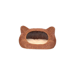 Faux Rattan Cat Bed in Cat Ear Shape