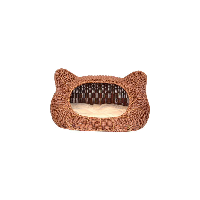 Faux Rattan Cat Bed in Cat Ear Shape