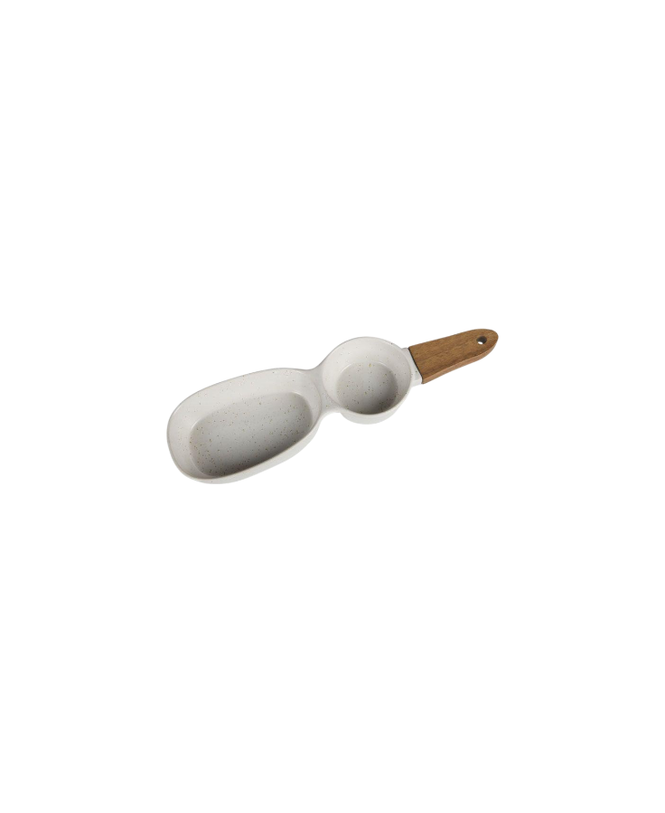 Two-Compartment Ceramic Bowl with Handle