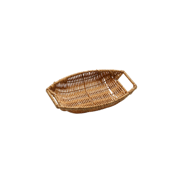 Faux Rattan Oval Fruit Basket with Opening