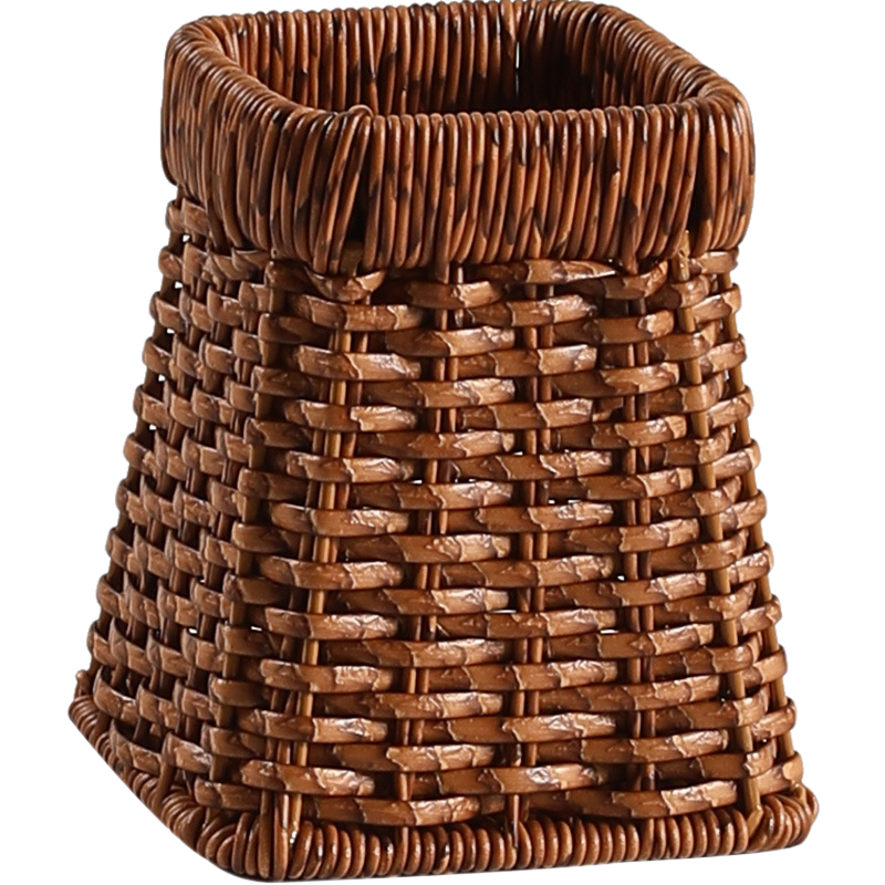Faux Rattan Trapezoidal Cutlery Storage Basket