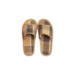 Bamboo Rattan Slippers - Plaid