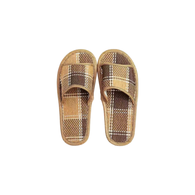 Bamboo Rattan Slippers - Plaid