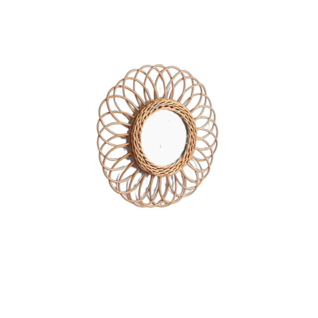 Woven Rattan Sunflower Mirror – B