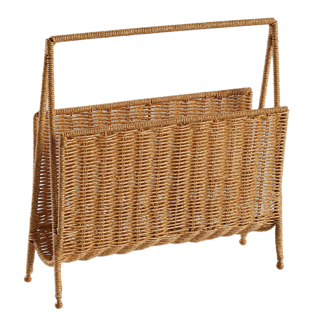 Faux Rattan Bookshelf with Handle