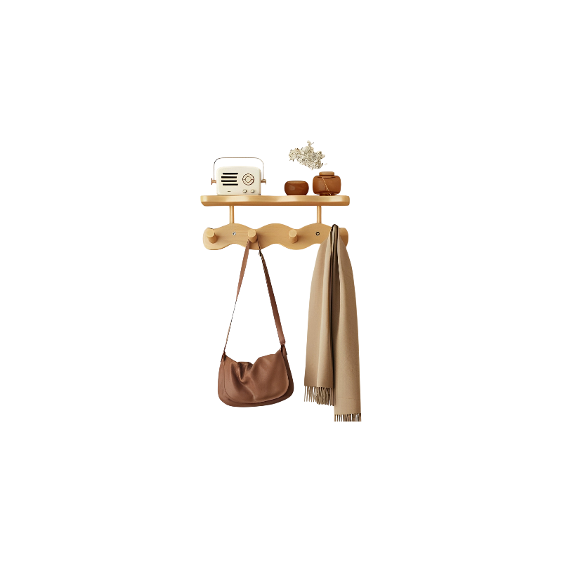 Bamboo 4-Hook Wall Rack
